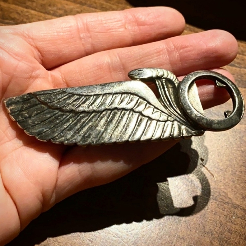Vintage Silver Winged Serpent Belt Buckle - Deadly!